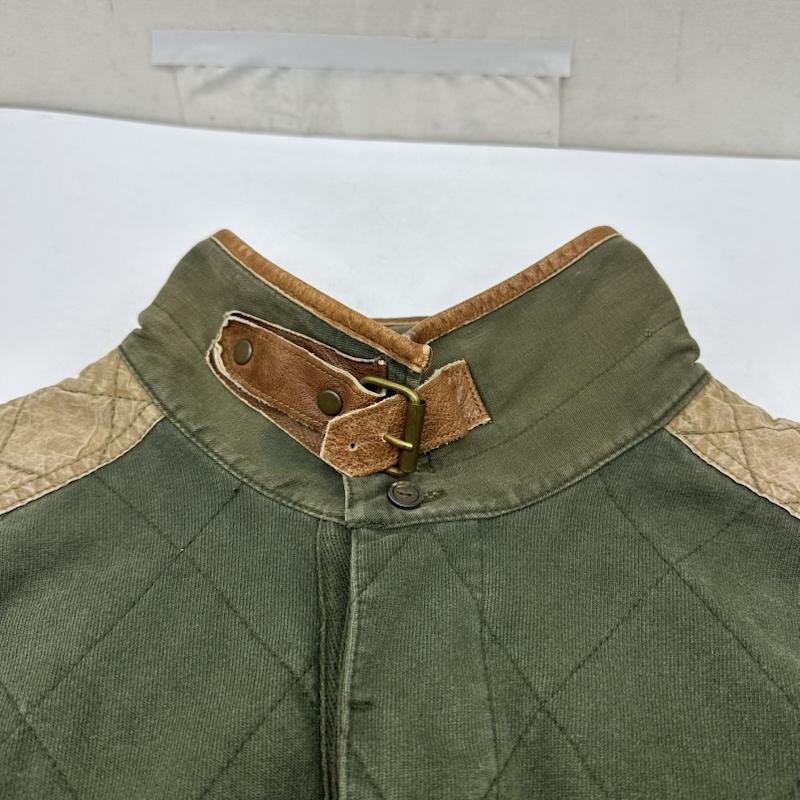 ポロラルフローレン POLO RALPH LAUREN ポロシャツ 長袖 90s モーターサイクル ラガーシャツ ポロシャツ ワッペン エルボーパッチ XXL - カーキオリーブ / カーキオリーブ / メンズ USED 古着 中古 50166014
