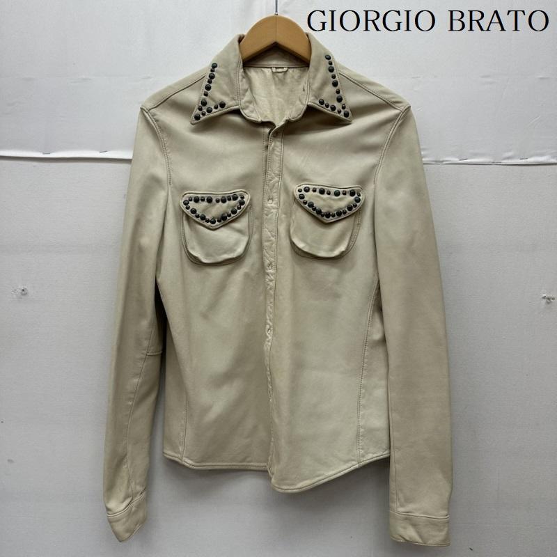 ジョルジオブラット GIORGIO BRATO シャツ、ブラウス 長袖 スタッズ レザー シャツ ジャケット - アイボリー / アイボリー / メンズ USED 古着 中古 50166017