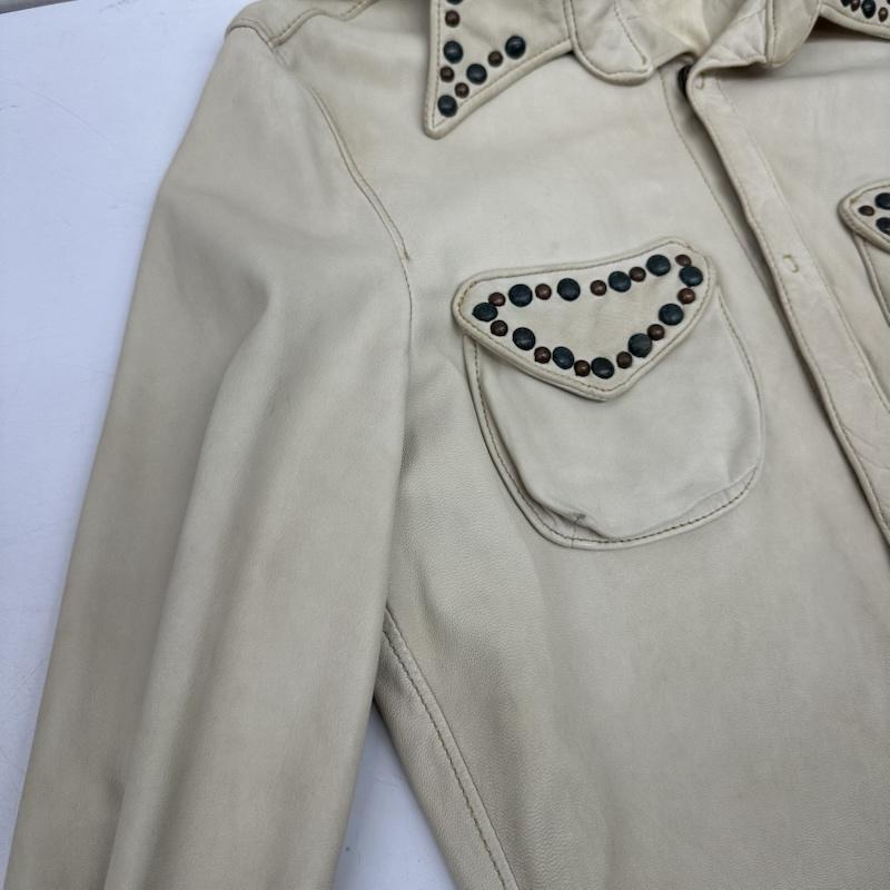 ジョルジオブラット GIORGIO BRATO シャツ、ブラウス 長袖 スタッズ レザー シャツ ジャケット - アイボリー / アイボリー / メンズ USED 古着 中古 50166017