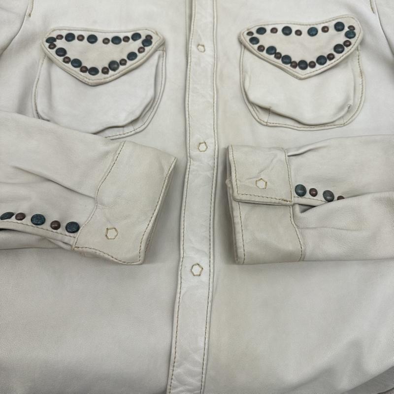 ジョルジオブラット GIORGIO BRATO シャツ、ブラウス 長袖 スタッズ レザー シャツ ジャケット - アイボリー / アイボリー / メンズ USED 古着 中古 50166017