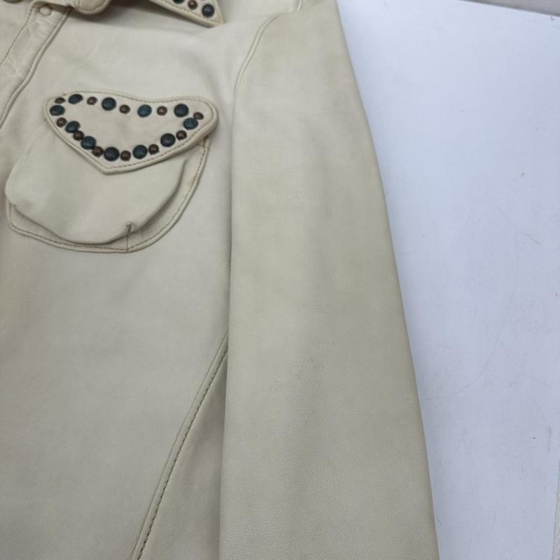 ジョルジオブラット GIORGIO BRATO シャツ、ブラウス 長袖 スタッズ レザー シャツ ジャケット - アイボリー / アイボリー / メンズ USED 古着 中古 50166017