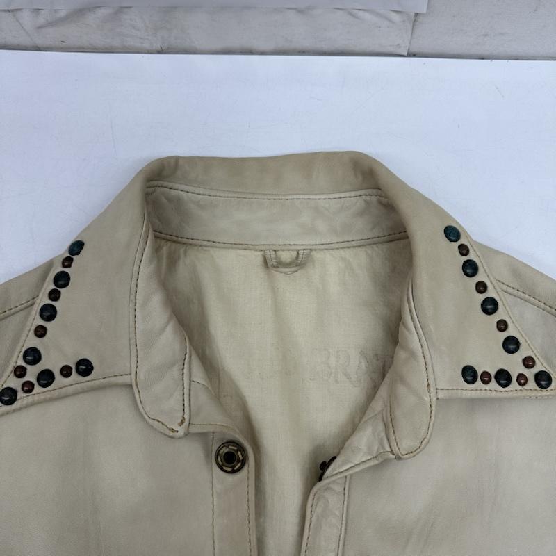 ジョルジオブラット GIORGIO BRATO シャツ、ブラウス 長袖 スタッズ レザー シャツ ジャケット - アイボリー / アイボリー / メンズ USED 古着 中古 50166017