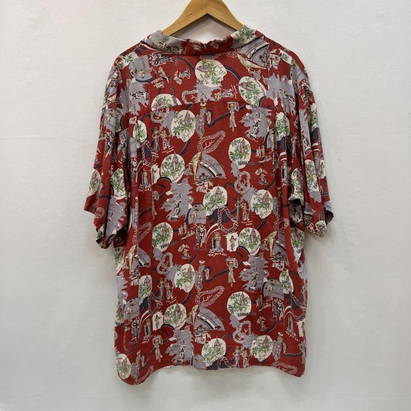 パパス PAPAS シャツ、ブラウス 半袖 フラガール ハワイ柄 レーヨン アロハシャツ L 赤 / レッド / red メンズ USED 古着 中古 50166030
