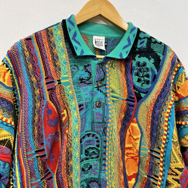 ヴィンテージ VINTAGE ポロシャツ 半袖 modigliani モディリアーニ 90s 3Dニット ポロ M メンズ USED 古着 中古 50166031