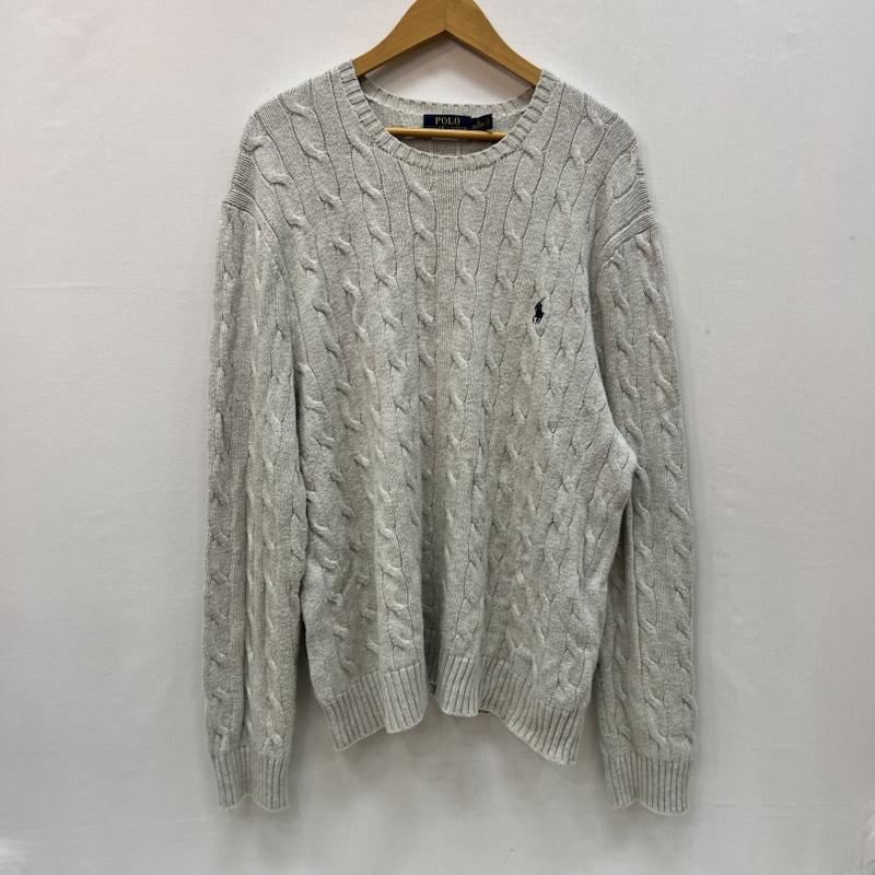 ポロラルフローレン POLO RALPH LAUREN ニット、セーター 長袖 ポニー刺繍 クルーネック コットン ニット XL 灰 / グレー / gray メンズ USED 古着 中古 50166033