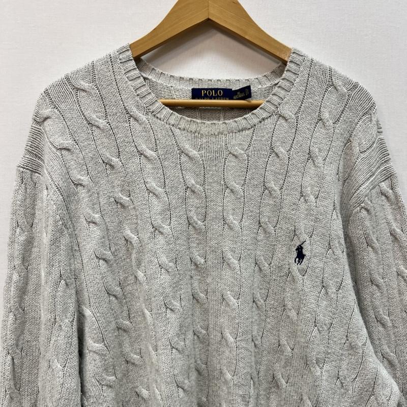 ポロラルフローレン POLO RALPH LAUREN ニット、セーター 長袖 ポニー刺繍 クルーネック コットン ニット XL 灰 / グレー / gray メンズ USED 古着 中古 50166033