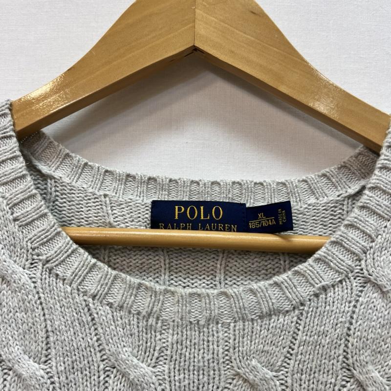 ポロラルフローレン POLO RALPH LAUREN ニット、セーター 長袖 ポニー刺繍 クルーネック コットン ニット XL 灰 / グレー / gray メンズ USED 古着 中古 50166033