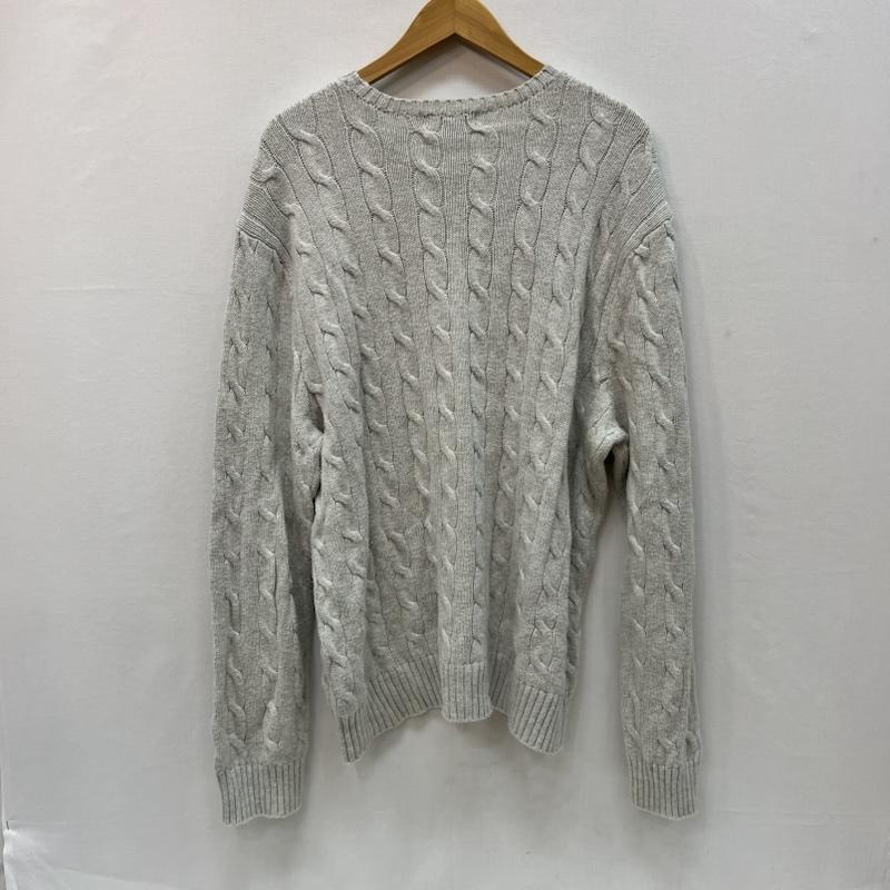 ポロラルフローレン POLO RALPH LAUREN ニット、セーター 長袖 ポニー刺繍 クルーネック コットン ニット XL 灰 / グレー / gray メンズ USED 古着 中古 50166033