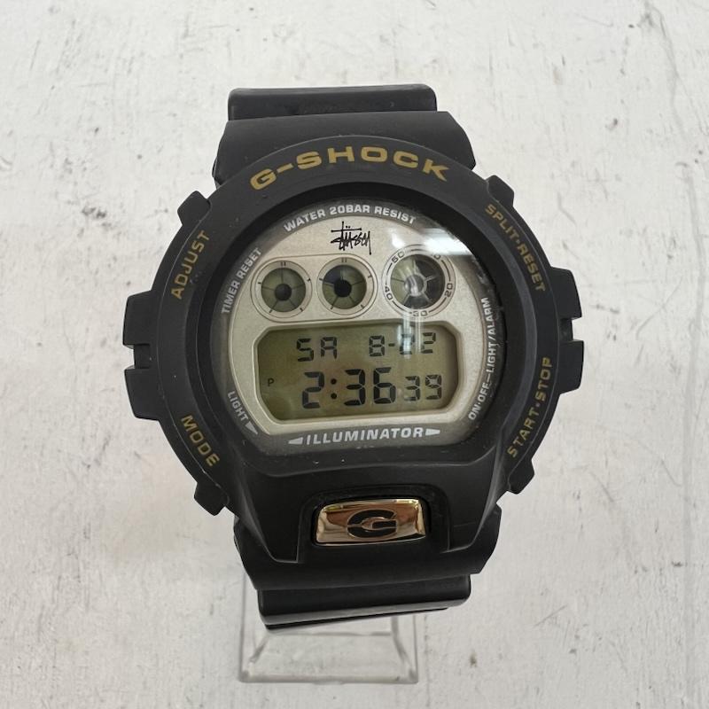 ジーショック G-SHOCK 腕時計 デジタル STUSSY ステューシー 25周年記念 DW-6900 コラボ ウォッチ - 黒 / ブラック / black X 金 / ゴールド / gold color メンズ USED 古着 中古 50166038