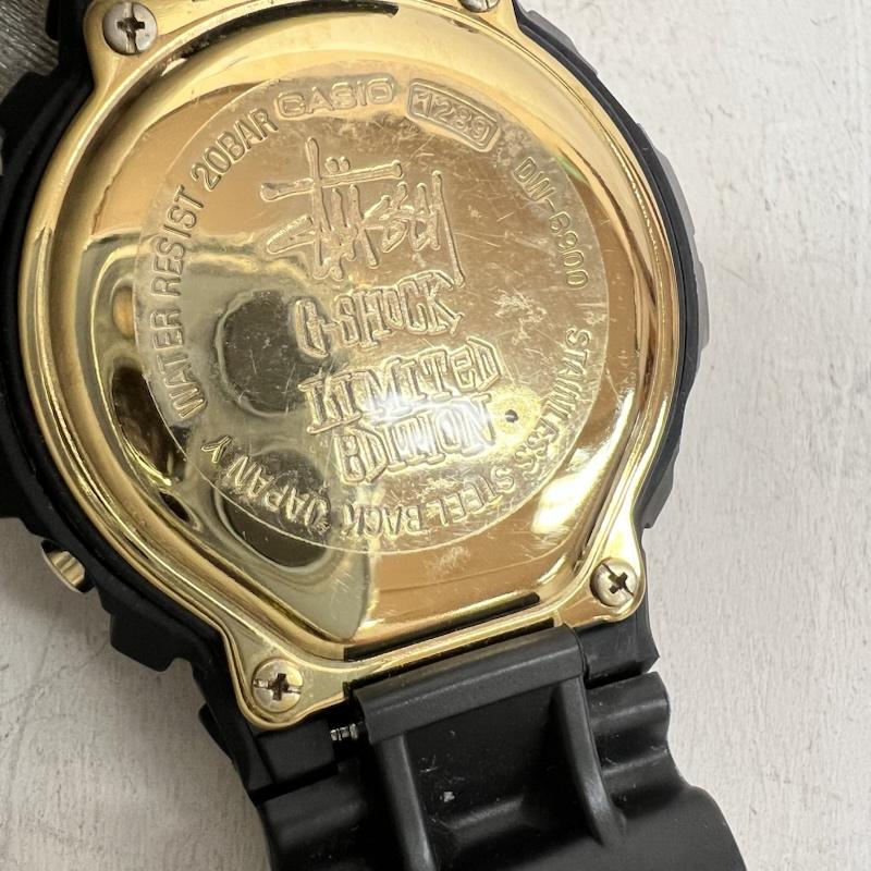 ジーショック G-SHOCK 腕時計 デジタル STUSSY ステューシー 25周年記念 DW-6900 コラボ ウォッチ - 黒 / ブラック / black X 金 / ゴールド / gold color メンズ USED 古着 中古 50166038