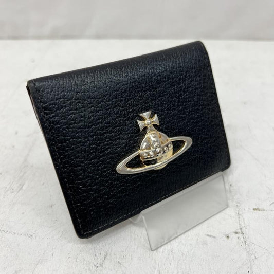 ヴィヴィアンウエストウッド Vivienne Westwood カードケース 定期入れ オーブ レザー パスケース カードケース - 黒 / ブラック / black レディース USED 古着 中古 50166043