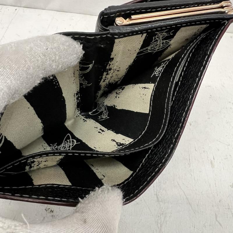 ヴィヴィアンウエストウッド Vivienne Westwood 財布 コンパクト財布 三つ折り財布 がま口 オーブ レザー - 黒 / ブラック / black レディース USED 古着 中古 50166044
