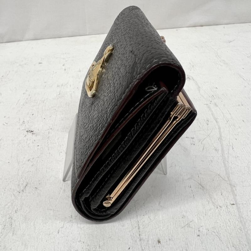 ヴィヴィアンウエストウッド Vivienne Westwood 財布 コンパクト財布 三つ折り財布 がま口 オーブ レザー - 黒 / ブラック / black レディース USED 古着 中古 50166044