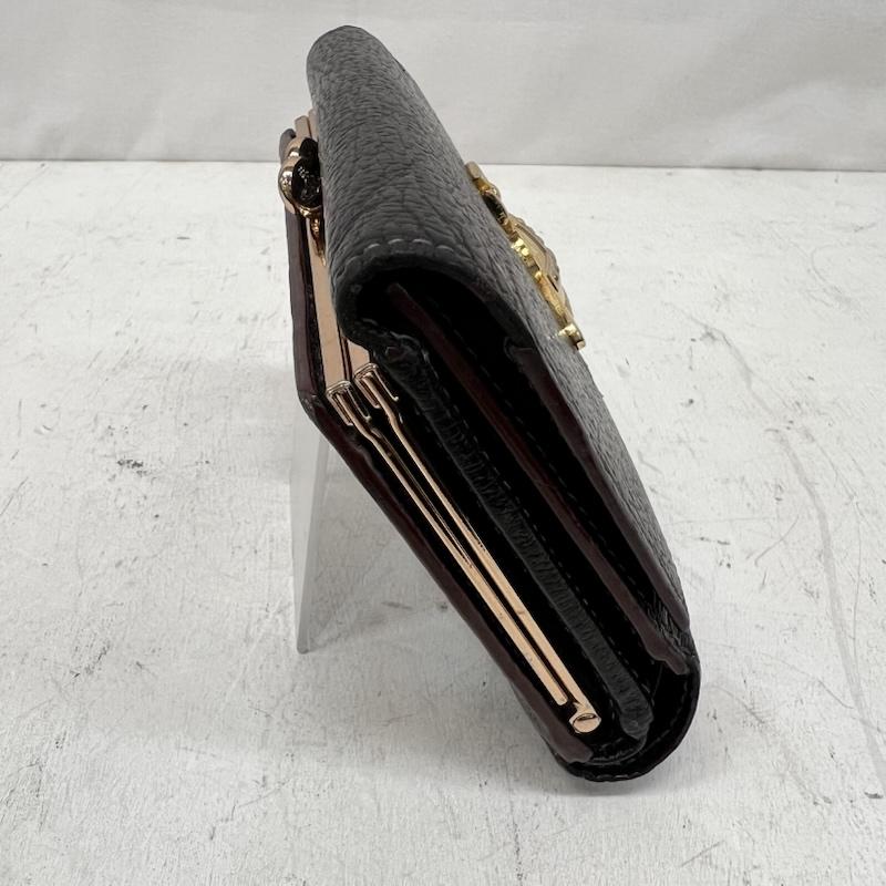 ヴィヴィアンウエストウッド Vivienne Westwood 財布 コンパクト財布 三つ折り財布 がま口 オーブ レザー - 黒 / ブラック / black レディース USED 古着 中古 50166044