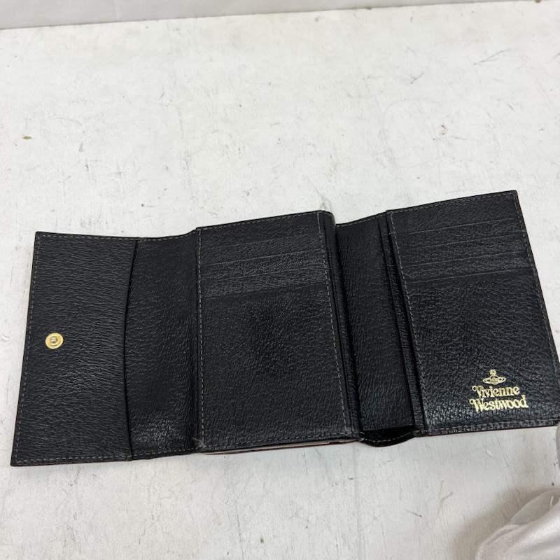 ヴィヴィアンウエストウッド Vivienne Westwood 財布 コンパクト財布 三つ折り財布 がま口 オーブ レザー - 黒 / ブラック / black レディース USED 古着 中古 50166044