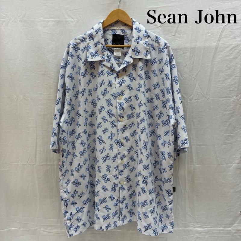 ショーンジョン SEANJOHN シャツ、ブラウス 半袖 総柄 ロゴ プリント ワンポイント 刺繍 ポリエステル オープンカラー シャツ XXL メンズ USED 古着 中古 50166048