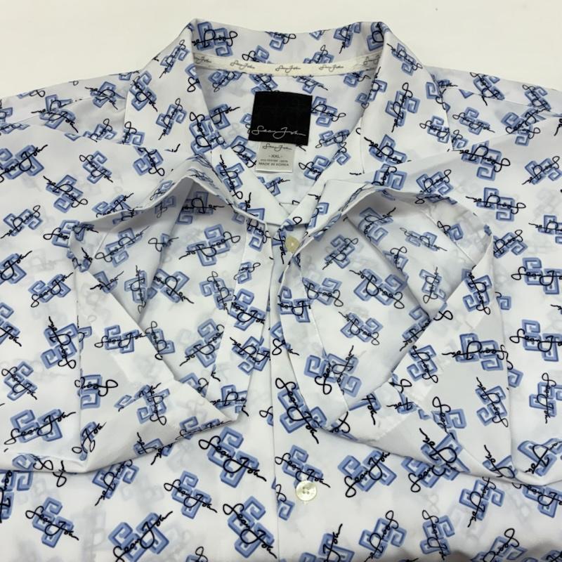 ショーンジョン SEANJOHN シャツ、ブラウス 半袖 総柄 ロゴ プリント ワンポイント 刺繍 ポリエステル オープンカラー シャツ XXL メンズ USED 古着 中古 50166048