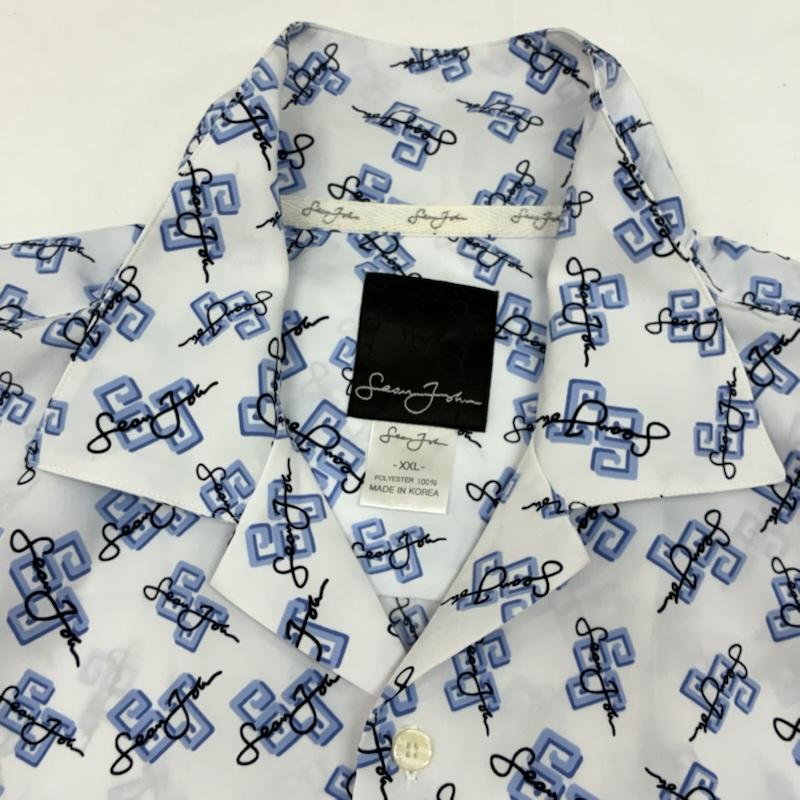 ショーンジョン SEANJOHN シャツ、ブラウス 半袖 総柄 ロゴ プリント ワンポイント 刺繍 ポリエステル オープンカラー シャツ XXL メンズ USED 古着 中古 50166048