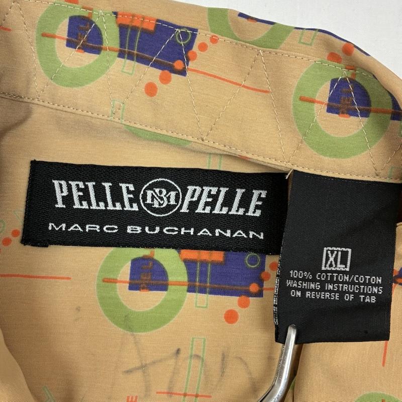 ペレペレ PELLEPELLE シャツ、ブラウス 半袖 総柄 ロゴ プリント メタルプレート コットン オープンカラー シャツ XL メンズ USED 古着 中古 50166049