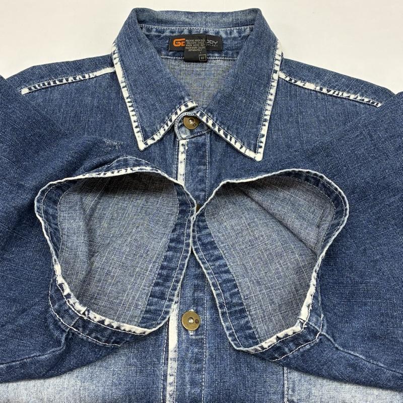 ヴィンテージ VINTAGE シャツ、ブラウス 半袖 GODBODY ゴッドボディ 90s 00s デニム シャツ バギー ショーツ セットアップ XL メンズ USED 古着 中古 50166050