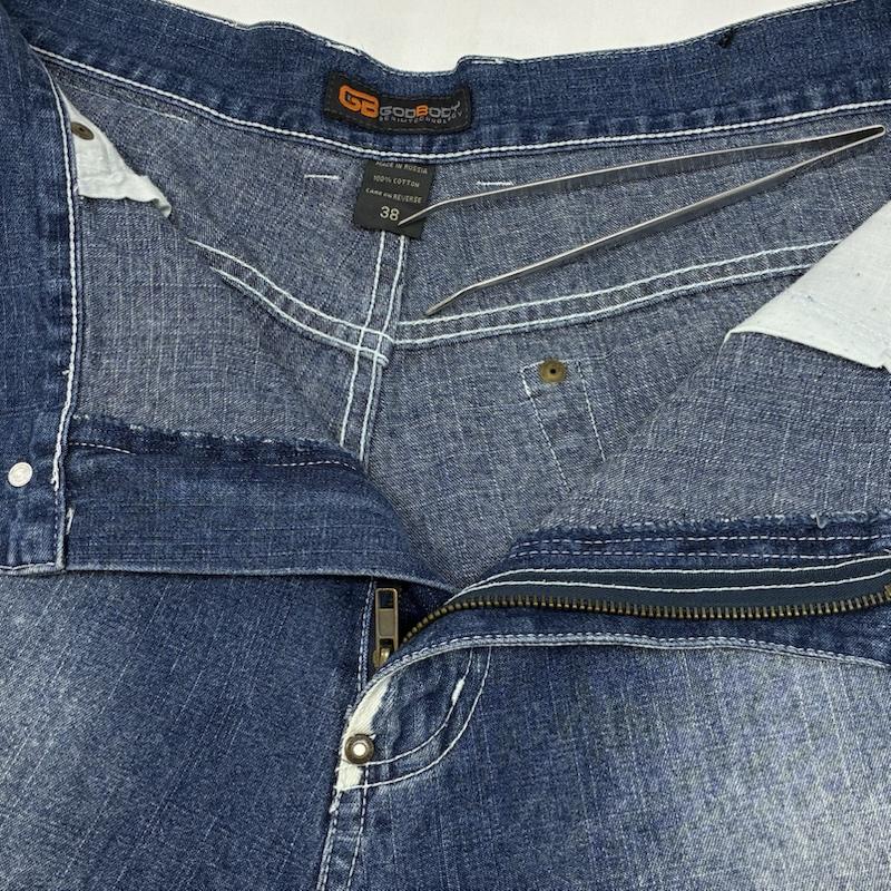 ヴィンテージ VINTAGE シャツ、ブラウス 半袖 GODBODY ゴッドボディ 90s 00s デニム シャツ バギー ショーツ セットアップ XL メンズ USED 古着 中古 50166050