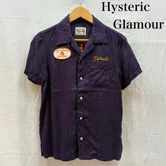 ヒステリックグラマー HYSTERIC GLAMOUR シャツ、ブラウス 半袖 ヒスガール ワッペン チェーン 刺繍 オープンカラー ボーリング シャツ 0151AH03 FREE レディース USED 古着 中古 50166051