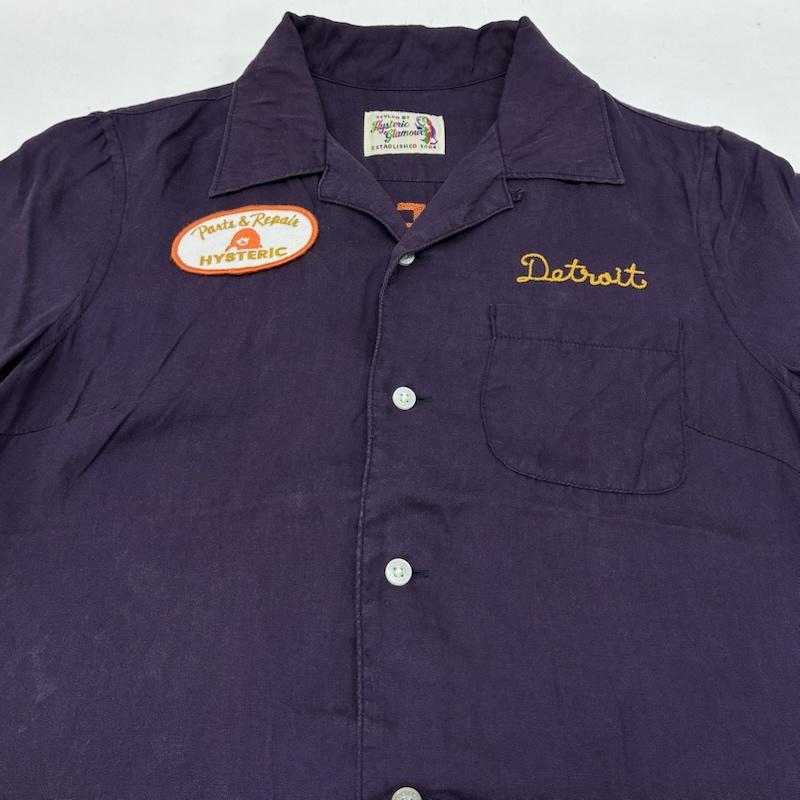ヒステリックグラマー HYSTERIC GLAMOUR シャツ、ブラウス 半袖 ヒスガール ワッペン チェーン 刺繍 オープンカラー ボーリング シャツ 0151AH03 FREE レディース USED 古着 中古 50166051
