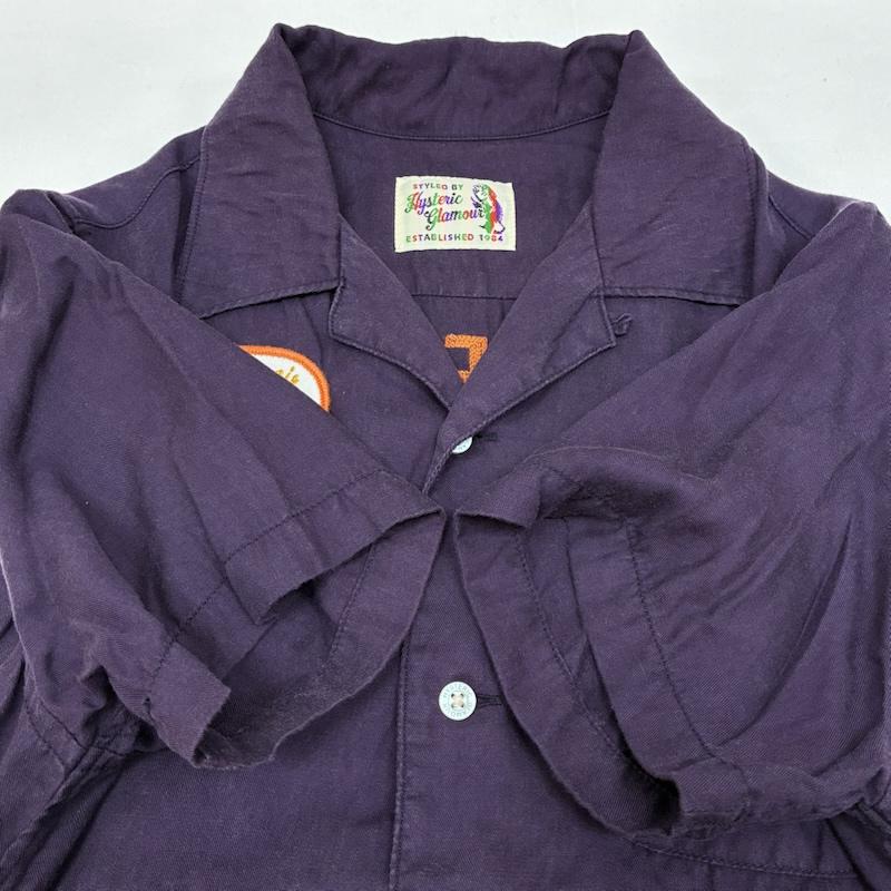 ヒステリックグラマー HYSTERIC GLAMOUR シャツ、ブラウス 半袖 ヒスガール ワッペン チェーン 刺繍 オープンカラー ボーリング シャツ 0151AH03 FREE レディース USED 古着 中古 50166051