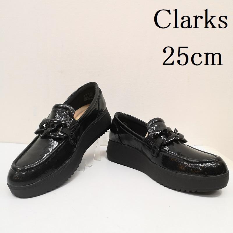 クラークス Clarks ローファー ローファー Zylah May ザイラ メイ ローファー クリンクルパテント 25.0cm 黒 / ブラック / black レディース USED 古着 中古 50166067