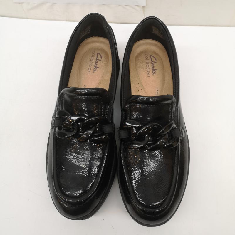 クラークス Clarks ローファー ローファー Zylah May ザイラ メイ ローファー クリンクルパテント 25.0cm 黒 / ブラック / black レディース USED 古着 中古 50166067