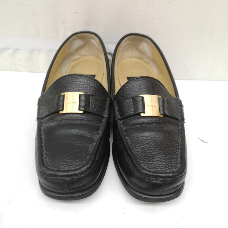 ミハマ MIHAMA ローファー ローファー レザー ローファー パンプス シボ 加工 ロゴ金具 22.5cm 黒 / ブラック / black レディース USED 古着 中古 50166069
