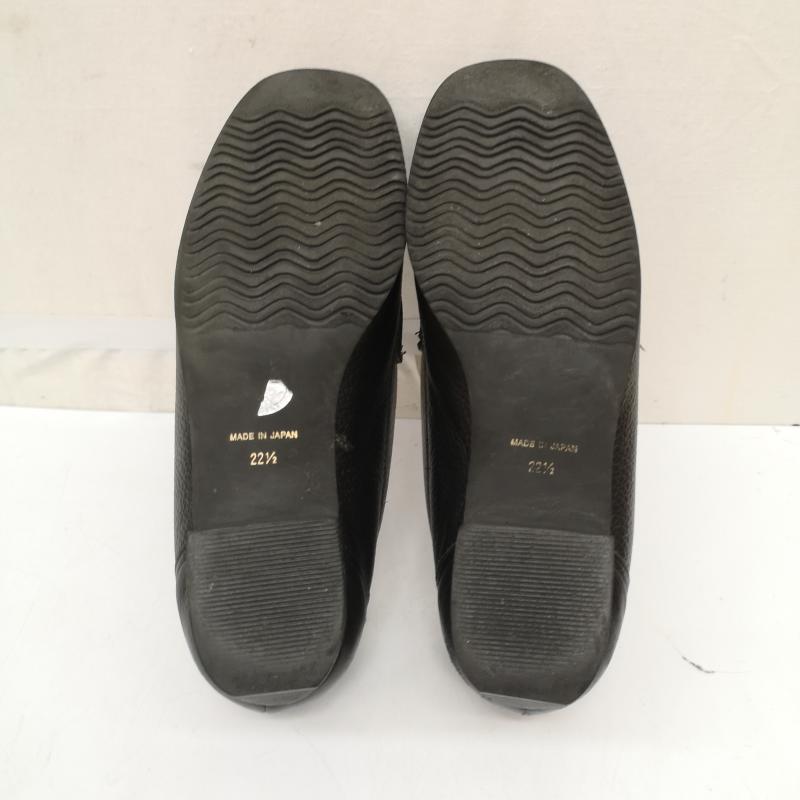 ミハマ MIHAMA ローファー ローファー レザー ローファー パンプス シボ 加工 ロゴ金具 22.5cm 黒 / ブラック / black レディース USED 古着 中古 50166069
