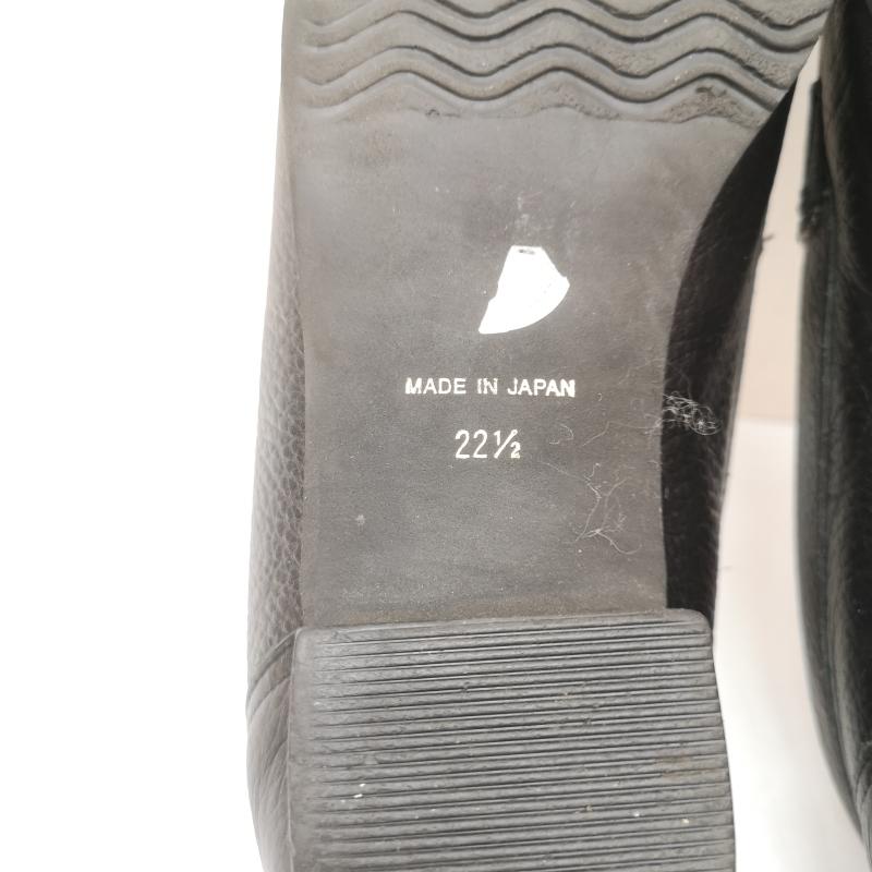 ミハマ MIHAMA ローファー ローファー レザー ローファー パンプス シボ 加工 ロゴ金具 22.5cm 黒 / ブラック / black レディース USED 古着 中古 50166069