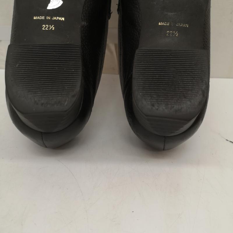 ミハマ MIHAMA ローファー ローファー レザー ローファー パンプス シボ 加工 ロゴ金具 22.5cm 黒 / ブラック / black レディース USED 古着 中古 50166069