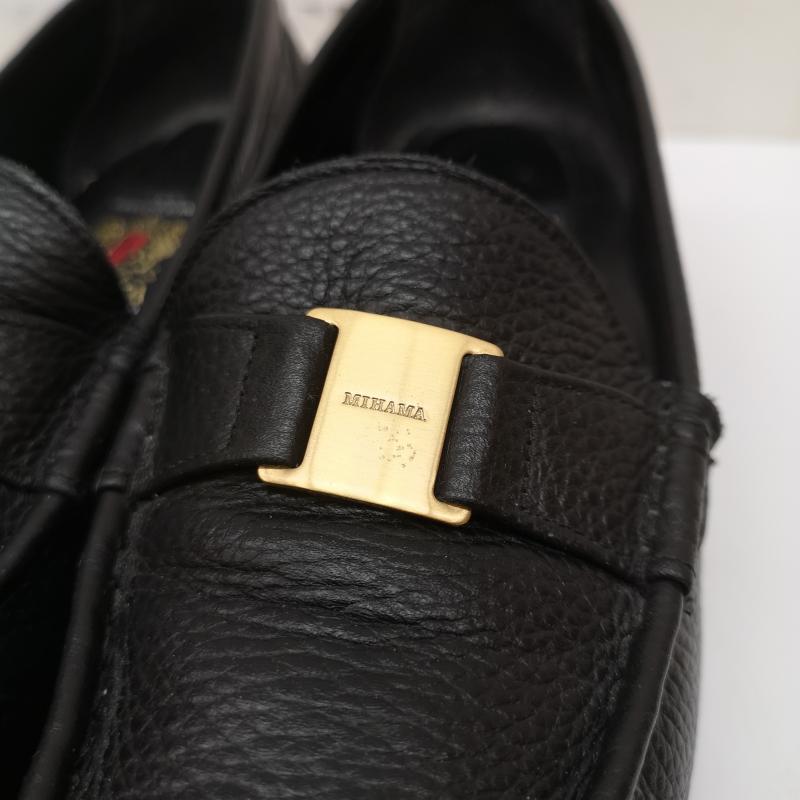 ミハマ MIHAMA ローファー ローファー レザー ローファー パンプス シボ加工 ロゴ金具 24.0cm 黒 / ブラック / black レディース USED 古着 中古 50166070