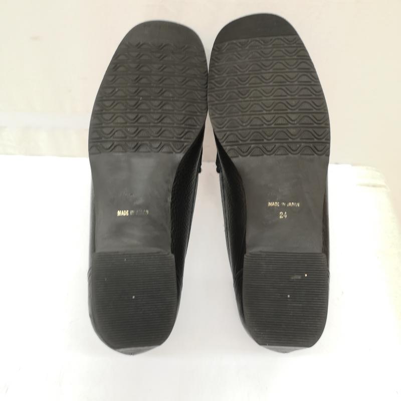 ミハマ MIHAMA ローファー ローファー レザー ローファー パンプス シボ加工 ロゴ金具 24.0cm 黒 / ブラック / black レディース USED 古着 中古 50166070