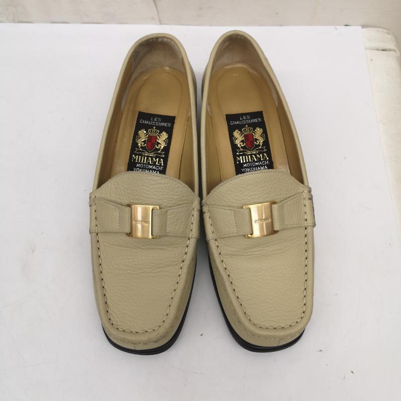 ミハマ MIHAMA ローファー ローファー レザー ローファー パンプス シボ加工 ロゴ金具 22.5cm ベージュ / ベージュ / beige レディース USED 古着 中古 50166072