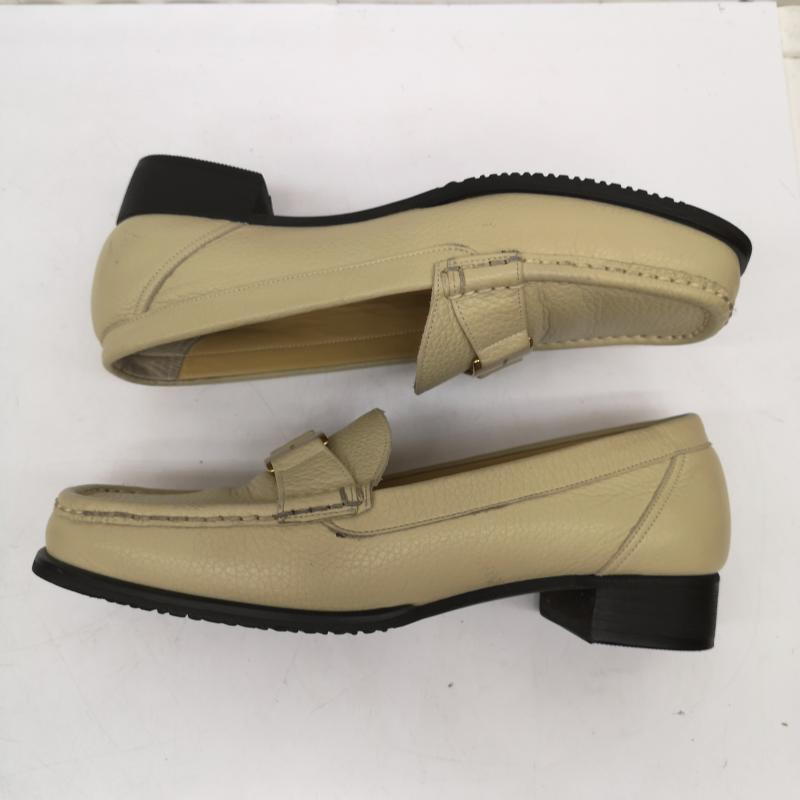 ミハマ MIHAMA ローファー ローファー レザー ローファー パンプス シボ加工 ロゴ金具 22.5cm ベージュ / ベージュ / beige レディース USED 古着 中古 50166072