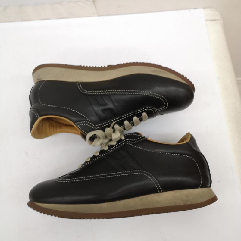 エルメス HERMES スニーカー スニーカー クイック レザー スニーカー 37 1/2 24.5cm 黒 / ブラック / black レディース USED 古着 中古 50166082