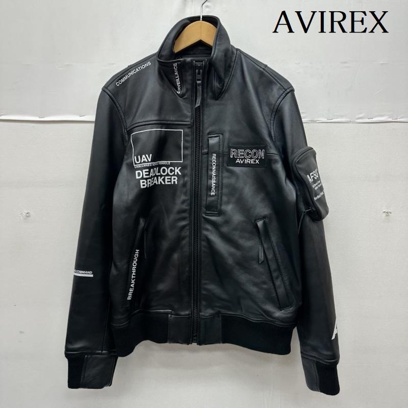 アヴィレックス AVIREX ジャケット、上着 レザージャケット AVIREX FLYER S RECON ラム レザー ジャケット 6111052 L 黒 / ブラック / black メンズ USED 古着 中古 50166098