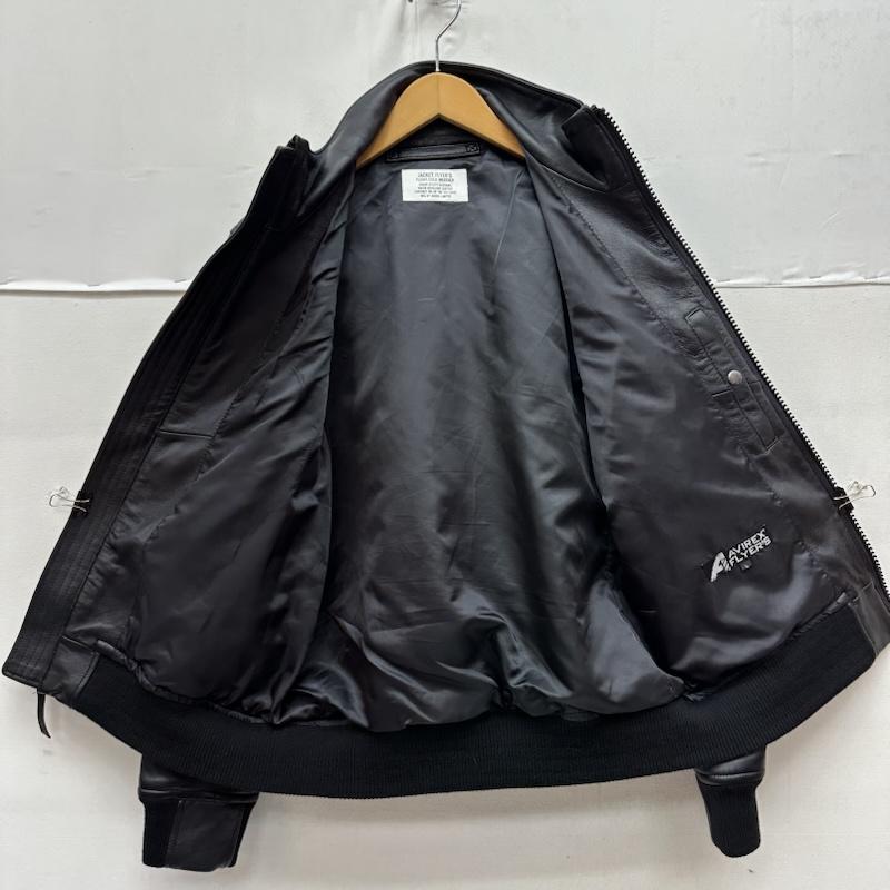 アヴィレックス AVIREX ジャケット、上着 レザージャケット AVIREX FLYER S RECON ラム レザー ジャケット 6111052 L 黒 / ブラック / black メンズ USED 古着 中古 50166098