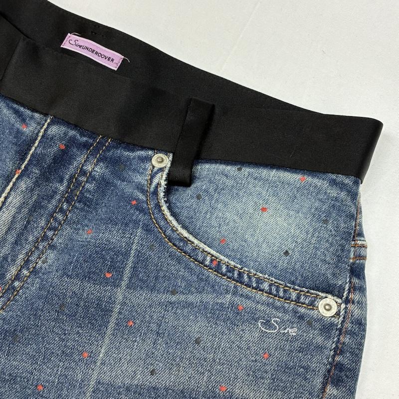 スーアンダーカバー SueUNDERCOVER パンツ ショートパンツ ロールアップ デニム ショーツ ハーフパンツ スペード ダイヤ ハート ペイント Y2K アーカイブ 1 レディース USED 古着 中古 50166108
