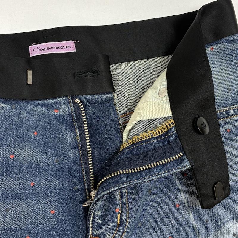 スーアンダーカバー SueUNDERCOVER パンツ ショートパンツ ロールアップ デニム ショーツ ハーフパンツ スペード ダイヤ ハート ペイント Y2K アーカイブ 1 レディース USED 古着 中古 50166108