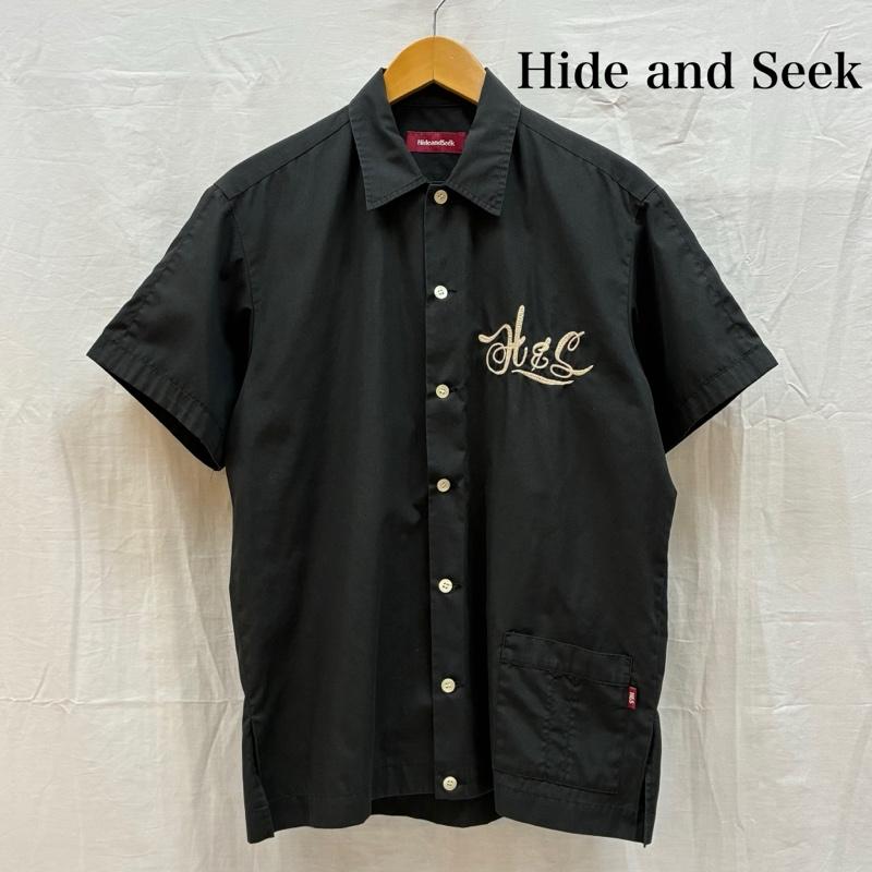 ハイドアンドシーク HIDE AND SEEK シャツ、ブラウス 半袖 チェーンステッチ 刺繍 ロゴ オープンカラー ボーリング シャツ HS-060110 M メンズ USED 古着 中古 50166109