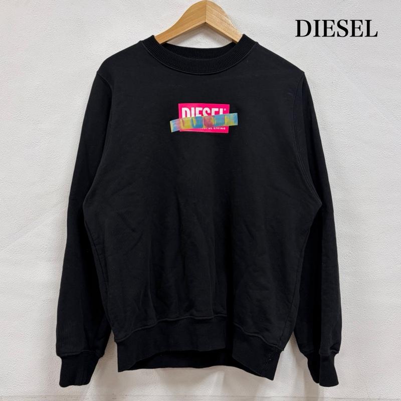 ディーゼル DIESEL トレーナー 長袖 クルーネック スウェット プルオーバー トレーナー BOX ロゴ ホログラム リフレクター SS ユニセックス XS ロゴ、文字 X プリント 黒 / ブラック / black X 桃 / ピンク / pink X 白 / ホワイト / white メンズ USED 古着 中古 50166115