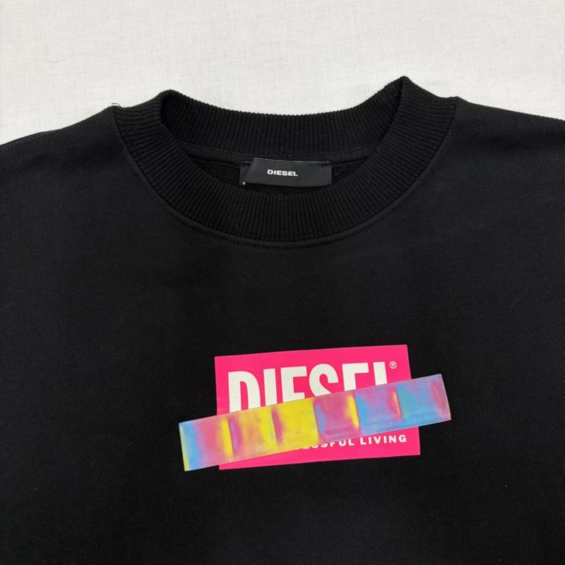 ディーゼル DIESEL トレーナー 長袖 クルーネック スウェット プルオーバー トレーナー BOX ロゴ ホログラム リフレクター SS ユニセックス XS ロゴ、文字 X プリント 黒 / ブラック / black X 桃 / ピンク / pink X 白 / ホワイト / white メンズ USED 古着 中古 50166115