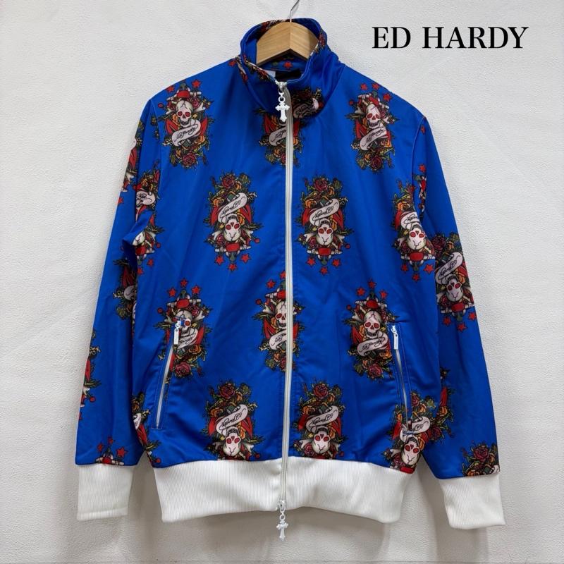 エドハーディー Ed Hardy ジャケット、上着 ジャケット、ブレザー スカル ローズ 総柄 プリント トラックジャケット ダブルジップ ジャージ ユニセックス M 総柄 X ロゴ、文字 X プリント 青 / ブルー / blue X 赤 / レッド / red X 白 / ホワイト / white メンズ USED 古着 中古 50166116