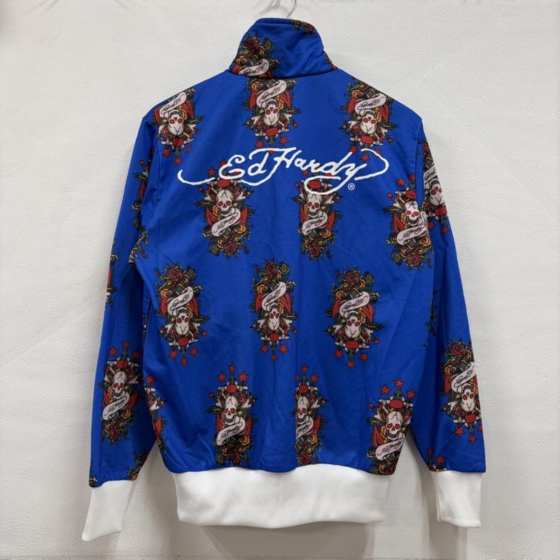 エドハーディー Ed Hardy ジャケット、上着 ジャケット、ブレザー スカル ローズ 総柄 プリント トラックジャケット ダブルジップ ジャージ ユニセックス M 総柄 X ロゴ、文字 X プリント 青 / ブルー / blue X 赤 / レッド / red X 白 / ホワイト / white メンズ USED 古着 中古 50166116