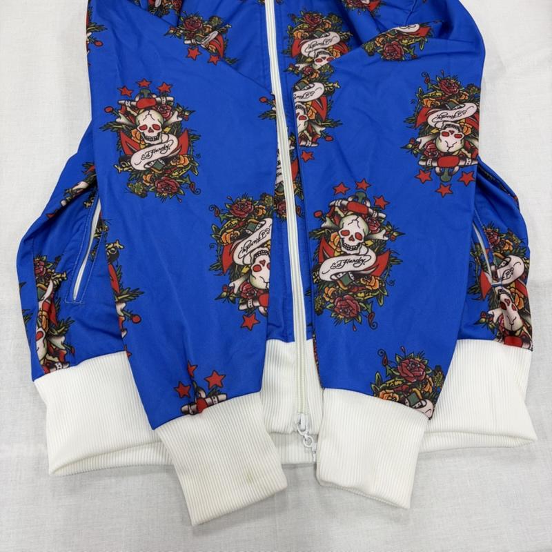 エドハーディー Ed Hardy ジャケット、上着 ジャケット、ブレザー スカル ローズ 総柄 プリント トラックジャケット ダブルジップ ジャージ ユニセックス M 総柄 X ロゴ、文字 X プリント 青 / ブルー / blue X 赤 / レッド / red X 白 / ホワイト / white メンズ USED 古着 中古 50166116