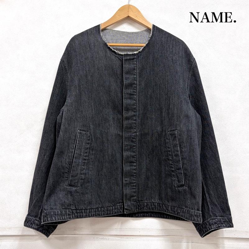 ネーム Name. ジャケット、上着 ジャケット、ブレザー ノーカラー ブラック デニム ジャケット ブルゾン カットオフ サイドポケット 0 無地 黒 / ブラック / black メンズ USED 古着 中古 50166117